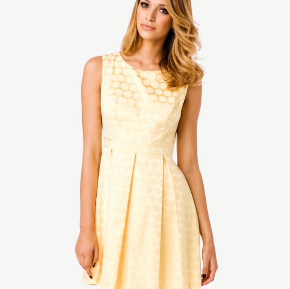 Forever 21 Cut Out back Yellow Polka Dot Dress Size S